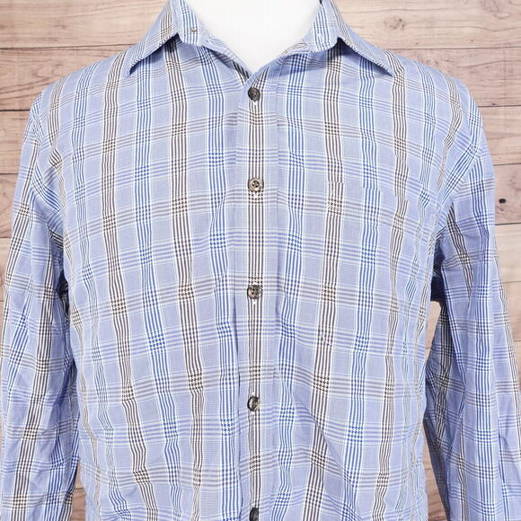 TASSO ELBA LONG SLEEVE BLUE CHECK BUTTON DOWN SHIRT MENS SIZE XL - Picture 1 of 7